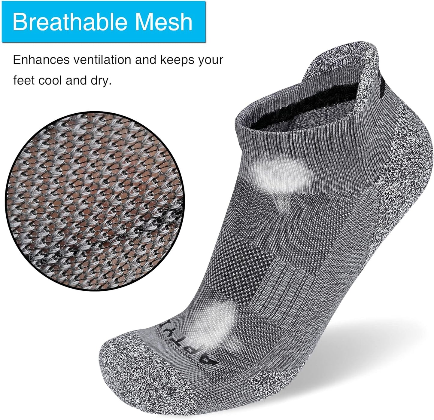 Men'S Cushioned Athletic Running Ankle Socks (6 Pairs)