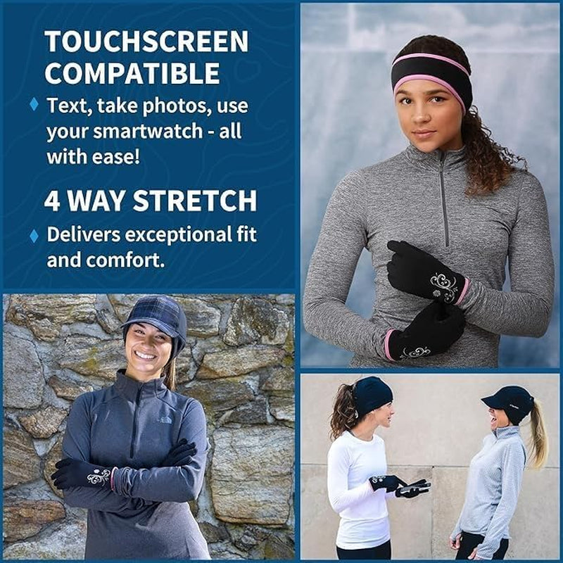 Womens Touchscreen Running Gloves - Accessories for Women Winter - Hiking, Biking, Sports