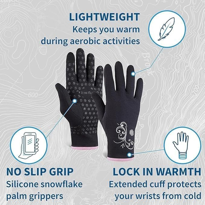 Womens Touchscreen Running Gloves - Accessories for Women Winter - Hiking, Biking, Sports
