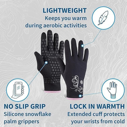 Womens Touchscreen Running Gloves - Accessories for Women Winter - Hiking, Biking, Sports